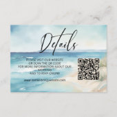 Waterverf Ocean Beach Wedding Website QR Code Informatiekaartje (Voorkant)