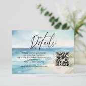 Waterverf Ocean Beach Wedding Website QR Code Informatiekaartje (Staand voorkant)