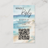 Waterverf Ocean Beach Wedding Website QR Code Informatiekaartje (Voorkant)