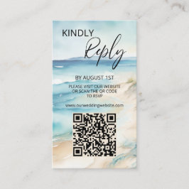 Waterverf Ocean Beach Wedding Website QR Code Informatiekaartje