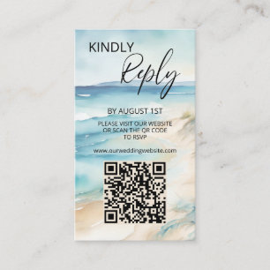 Waterverf Ocean Beach Wedding Website QR Code Informatiekaartje