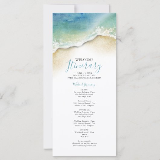 Waterverf Ocean Beach Wedding Weekend Route (Voorkant)