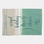 Waterverf Ocean Beach Yoga Studio Keukenhanddoek (Horizontaal)