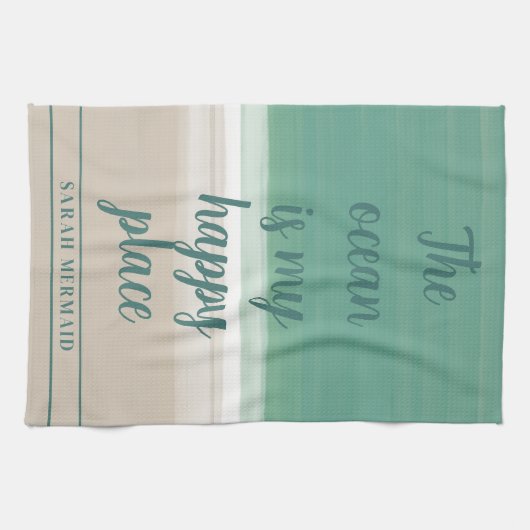 Waterverf Ocean Beach Yoga Studio Keukenhanddoek (Horizontaal)