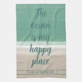 Waterverf Ocean Beach Yoga Studio Keukenhanddoek (Verticaal)