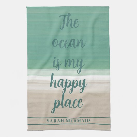 Waterverf Ocean Beach Yoga Studio Keukenhanddoek (Verticaal)