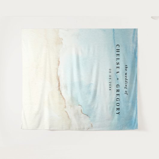 Waterverf Ocean Beach Zomer Bruiloft Achtergrond Wandkleed (Voorkant (horizontaal))