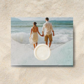 Waterverf Ocean Beach Zomer Moderne bruiloft foto All In One Uitnodiging