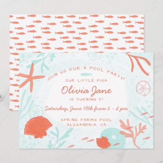 Waterverf Ocean Birthday Kaart (Voorkant / Achterkant)