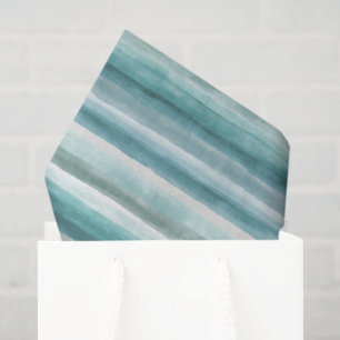 Waterverf Ocean Blauwgroen Stripes Weefselpapier Tissuepapier