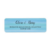 Waterverf Ocean Blue nautische strand bruiloft lab Etiket (Voorkant)