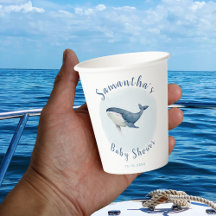 Waterverf Ocean Blue Whale Cute Boy's Baby shower