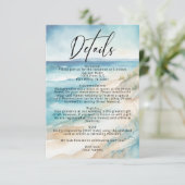 Waterverf Ocean Coastal Beach Wedding Details Informatiekaartje (Staand voorkant)