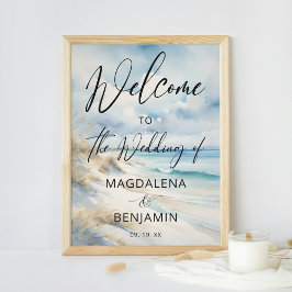 Waterverf Ocean Coastal Beach Wedding Welkom Poster