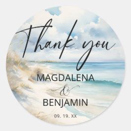 Waterverf Ocean Coastal Op het strand Bedankt Ronde Sticker