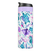 Waterverf Ocean Creatures Under the Zee Verjaardag Thermosbeker (Geroteerd rechts)