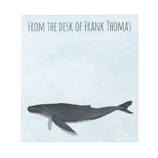 Waterverf Ocean Custom Humpback Whale Notitieblok (Voorkant)