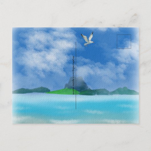 Waterverf Ocean Front Scene Lighthouders Seagulls Briefkaart (Achterkant)