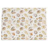 Waterverf Ocean Gold Seashell Baby shower Groot Cadeauzakje (Voorkant)