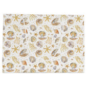 Waterverf Ocean Gold Seashell Baby shower Groot Cadeauzakje (Achterkant)