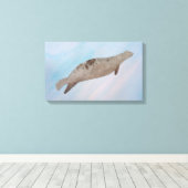 Waterverf Ocean Harbour Seal Canvas Afdruk (Insitu (Houten vloer))