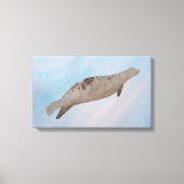 Waterverf Ocean Harbour Seal Canvas Afdruk (Voorkant)