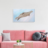 Waterverf Ocean Harbour Seal Canvas Afdruk (Insitu (Woonkamer))