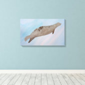 Waterverf Ocean Harbour Seal Canvas Afdruk (Insitu (Houten vloer))