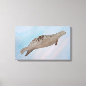 Waterverf Ocean Harbour Seal Canvas Afdruk (Voorkant)