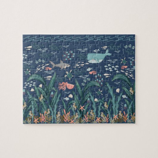 Waterverf Ocean Kelp Forest Zoek en zoek kunst Legpuzzel (Horizontaal)