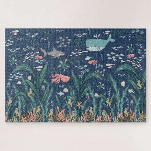 Waterverf Ocean Kelp Forest Zoek en zoek kunst Legpuzzel (Horizontaal)