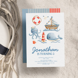 Waterverf Ocean Kids Birthday Party Invitation Kaart