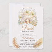 Waterverf Ocean kleine parel Seashell Baby shower Kaart (Voorkant)