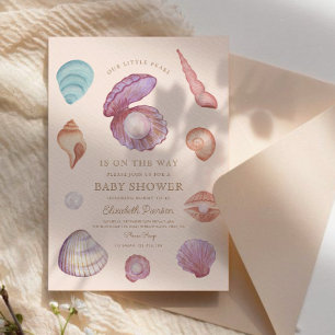 Waterverf Ocean kleine parel Seashell Baby shower Kaart