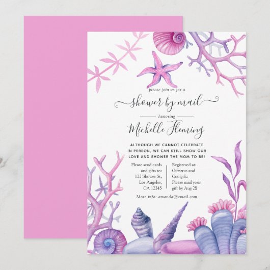 Waterverf Ocean Life Baby shower per post Kaart (Voorkant / Achterkant)