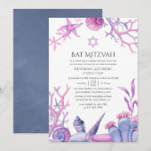 Waterverf Ocean Life Bat Mitzvah Kaart (Voorkant / Achterkant)