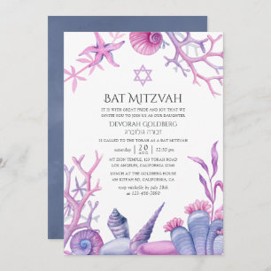 Waterverf Ocean Life Bat Mitzvah Kaart