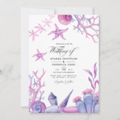 Waterverf Ocean Life Nautical Wedding Photo Uitnod Kaart (Voorkant)