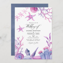 Waterverf Ocean Life Nautical Wedding Photo Uitnod