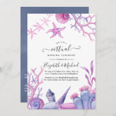 Waterverf Ocean Life Online Virtual Wedding Kaart (Voorkant / Achterkant)