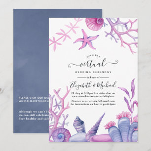 Waterverf Ocean Life Online Virtual Wedding Kaart