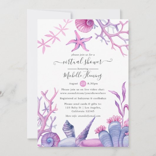 Waterverf Ocean Life Virtual Baby shower Kaart (Voorkant)