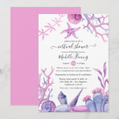 Waterverf Ocean Life Virtual Baby shower Kaart (Voorkant / Achterkant)