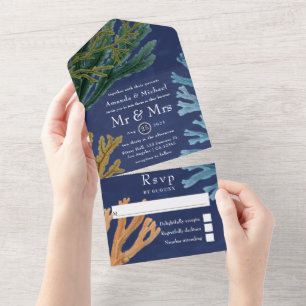 Waterverf Ocean Life Wedding All in One Invitation Uitnodiging