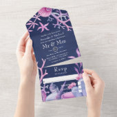 Waterverf Ocean Life Wedding All In One Uitnodiging (Afscheurbaar)