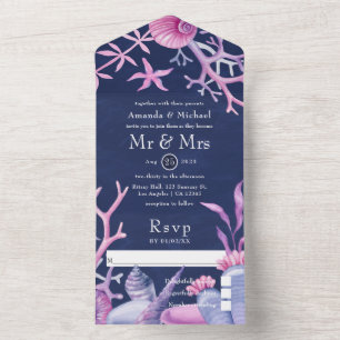 Waterverf Ocean Life Wedding All In One Uitnodiging