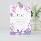 Waterverf Ocean Life Wedding RSVP Kaartje (Staand voorkant)