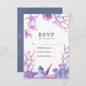 Waterverf Ocean Life Wedding RSVP Kaartje (Voorkant / Achterkant)