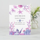 Waterverf Ocean Life Wedding Save The Date (Staand voorkant)