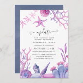 Waterverf Ocean Life Wedding Update Kaart (Voorkant / Achterkant)